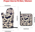 Bats and Flower Oven Mitts and Pot Holders Sets of 4, Resistant Hot Pads - Image 3