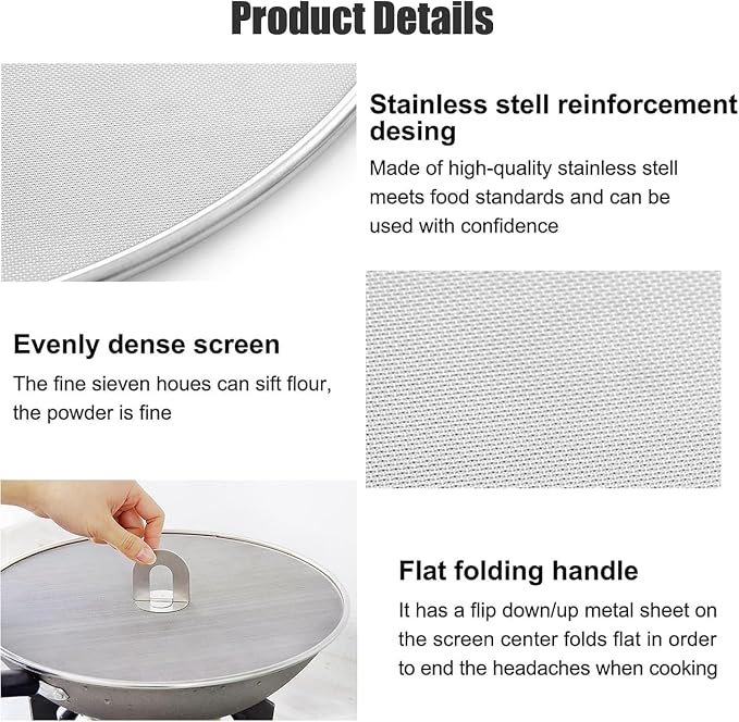Homestia Splatter Screen for Kitchen, Stainless Steel Fine Mesh Splatter Screen - Image 6