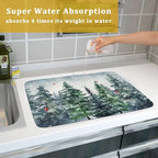 Winter Dish Drying Mat for Kitchen Counter Winter Pine Tree Dish Drying Mat - Image 7