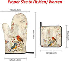 Vintage Bird Themed Hot Pads and Oven Mitts Set of 3, Heat Resistant Non Slip - Image 4