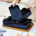 VICRAYS Ceramic Bakeware Set, Porcelain Rectangular Lasagna Pans Casserole Dish - Image 5