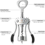 Wine Opener, Heavy-Duty Zinc Alloy Wing Corkscrew Manual Wine Bottle Opener - Image 4