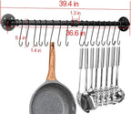 Toplife 39.4 inch Pot Rack, Kitchen Wall Mounted Detachable Pan Lid Utensils - Image 2