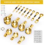 Gold Measuring Cups and Spoons Set of 15, 18/8 Stainless Steel, Includes 7 - Image 2