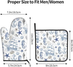 Navy Blue Oven Mitts and Pot Holders Sets Summer Beach Starfish Seashell Oven - Image 3