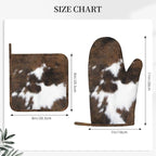 Cow Print Oven Mitts and Pot Holders Set of 4 Silicone Brown Cowhide Kitchen - Image 3