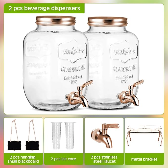 Lallisa 2 Pcs 2 Gallon Glass Drink Dispenser - Image 4