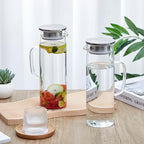 Hsei 2 Sets Glass Pitcher with Lid, 50 oz / 1500 ml Water Carafe with Handles - Image 3