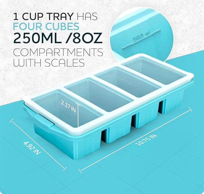 Silicone Freezer Tray With Lid-Soup Freezer Container molds-Large Ice Cube Tray - Image 8