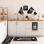 Fanfanwin 10 Pcs Halloween Kitchen Decor Set Witch Kitchen Towels and Rugs Pot - Image 2