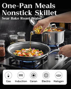 Honeycomb Stainless Steel Nonstick Frying Pan, Induction Cooktop Compatible - Image 4