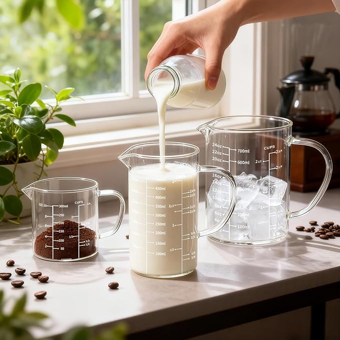 77L 5 Pack Glass Measuring Cup Set, High Borosilicate Liquid Glass Measure Cup - Image 2
