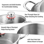 TeamFar 4.5 Quart Stock Pot, Stainless Steel Tri-Ply Cooking Pasta Soup Pot - Image 3