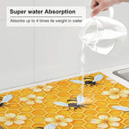 Bee Dish Drying Mat For Kitchen Counter Absorbent Large Kitchen Fast Dry Pad - Image 6