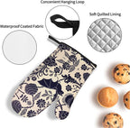 Bats and Flower Oven Mitts and Pot Holders Sets of 4, Resistant Hot Pads - Image 4