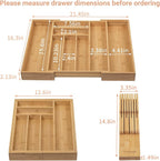 TIOPGHAD Bamboo-Silverware-Drawer-Organizer-Kitchen, Expandable Utensil Holder - Image 2