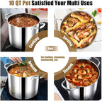 P&P CHEF 10 QT Stock Pot with Lid, Stainless Steel Large Cooking Pot, Soup - Image 7