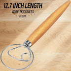 TEEVEA Danish Dough Whisk for Bread Sourdough, Wooden Handle & Stainless Steel - Image 8