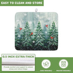 Welcome Winter Pines Tree Dish Drying Mat, Winter Snowflake Dish Drying Mat - Image 5