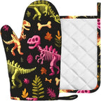Dinosaur Skeleton Oven Mitts and Pot Holders Sets Non-Slip Silicone Surface - Image 2