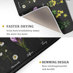 Black Flower Herbs Dish Drying Mat 18x24 Inch Botanical Floral Microfiber - Image 3
