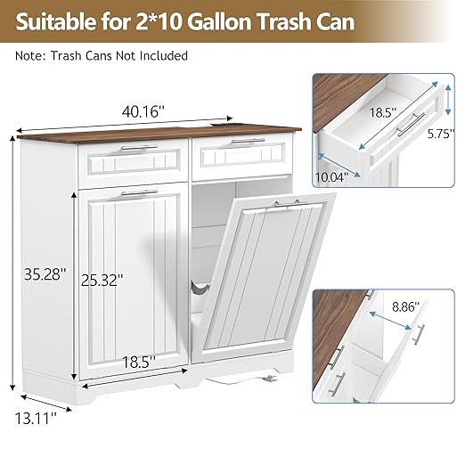 Double 10 Gallon Tilt Out Trash Can Cabinet - Image 6
