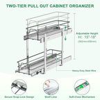 2-Tier Pull Out Cabinet Organizer, Soft Close Cabinet Slide Out Shelves - Image 5