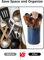 LoeJan Utensil Holder, Extra Large Utensil Crock, Stable Ceramic Utensil - Image 6