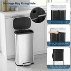 8 Gal Kitchen Trash Can, 30L Recycling or Garbage Bin, Brushed Stainless Steel - Image 6