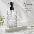 JASAI Diamond Design 12 Oz Glass Soap Dispenser - Image 6