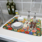 Spring Absorbent Drying Mat Colorful Flowers Dog Dish Drying Mat - Image 6