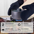 Silicone Oven Mitts, Cotton Lined Gloves, Long Cooking Mitts and Trivet Mats - Image 3