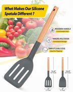 Pack of 2 Silicone Cooking Spatula, Heat Resistant Solid Turner, Non Stick - Image 2