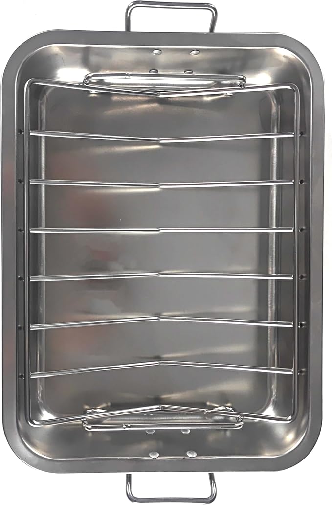 16" Premium Stainless Steel Roaster Pan Set - Image 5