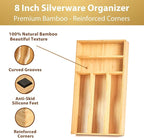 Umilife Bamboo Kitchen Drawer Organizer, 8 Inch Silverware Utensils Tray Holder - Image 2