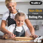 WALFOS French Rolling Pin and Silicone Baking Mat Set, Non-Stick Beech Wood - Image 4