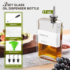 Olive Oil Dispenser Bottle for Kitchen, 3 Pack Glass Oil and Vinegar Dispenser - Image 2