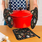 Cute Mushroom Oven Mitts and Pot Holders Sets of 3, Heat Resistant Black Hot - Image 2