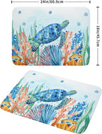 Giwawa Sea Turtle Dish Drying Mat 18x24in Watercolor Blue Tortoise Dish Drainer - Image 2