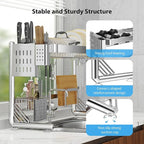 Over The Sink Dish Drainer Drying Rack, 2 Tier Adjustable Width 304 Stainless - Image 3