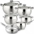 Daniks Modern 11-Piece Stainless Steel Cookware Set by Daniks