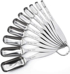 FANGSUN Narrow Measuring Spoons Set of 10, Heavy-Duty Stainless Steel Measuring by FANGSUN