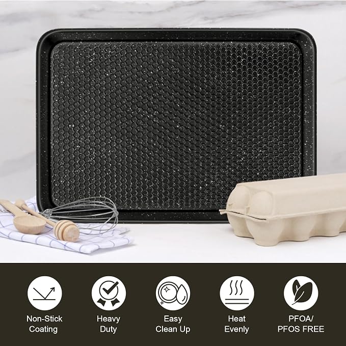 Wildone Baking Sheet Pan Set, Honeycomb Embossed Nonstick Baking Sheet 15x10 In - Image 7
