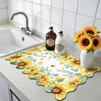 LOKHOM Scalloped Floral Dish Drying Mat, Cuttable Hide Stain Non-slip Drying Mat - Image 9