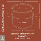 Stainless Steel Stockpot with Lid 24 Quart, Durable 18/8 Stainless Steel - Image 2