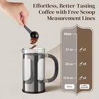 Veken French Press Coffee Maker 34oz, No Plastic Touching Cafe, Thickened Glass - Image 9