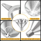 3 Pack Stainless Steel Kitchen Funnel Set, funnels - Image 2