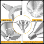 Serinar 3-Piece Stainless Steel Kitchen Funnel Set - Image 3