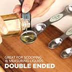 ChefAide Pack of 8 Stainless Steel Magnetic Measuring Spoons Set, Dual Sided - Image 5