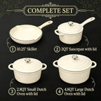 QuliMetal Enameled Cast Iron Cookware Set, 4-Piece Pots and Pans Set - Image 2
